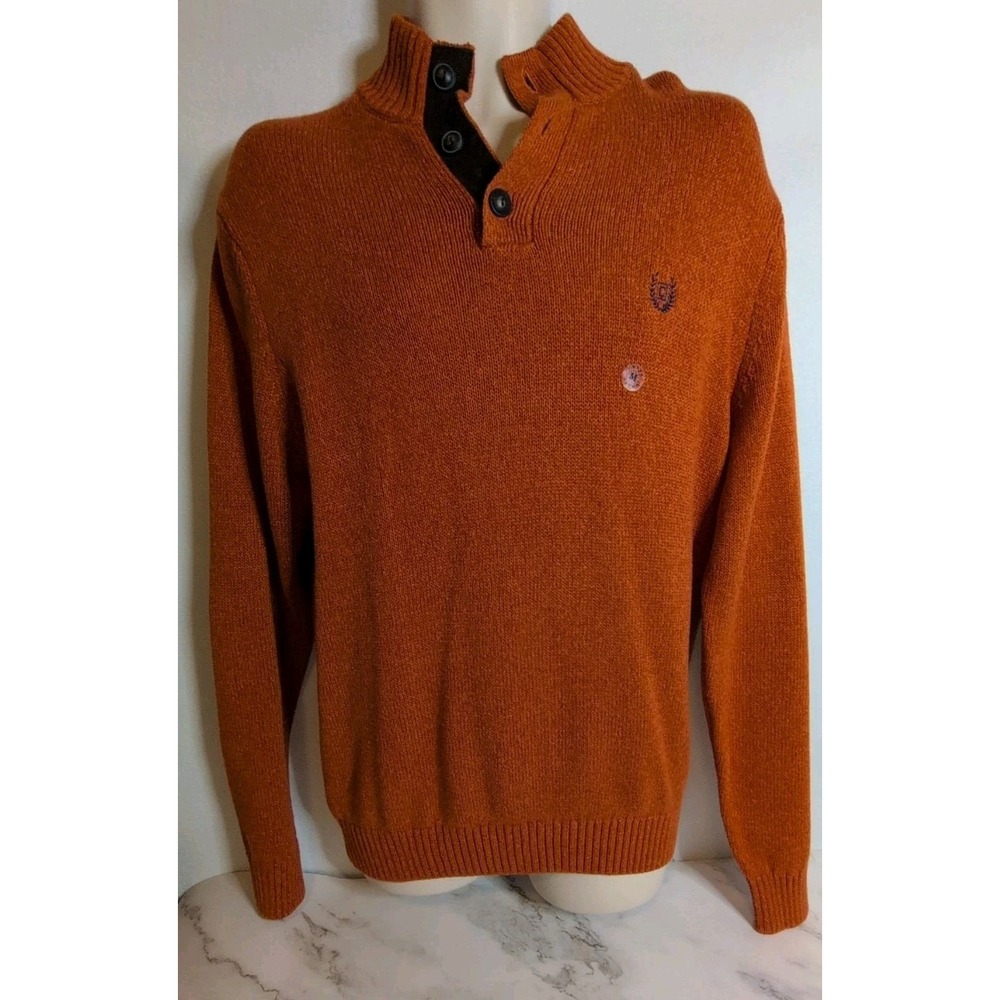 Chaps Men's Mock-Neck Sweater Medium Burnt Orange In Color New With Tags - Picture 3 of 12